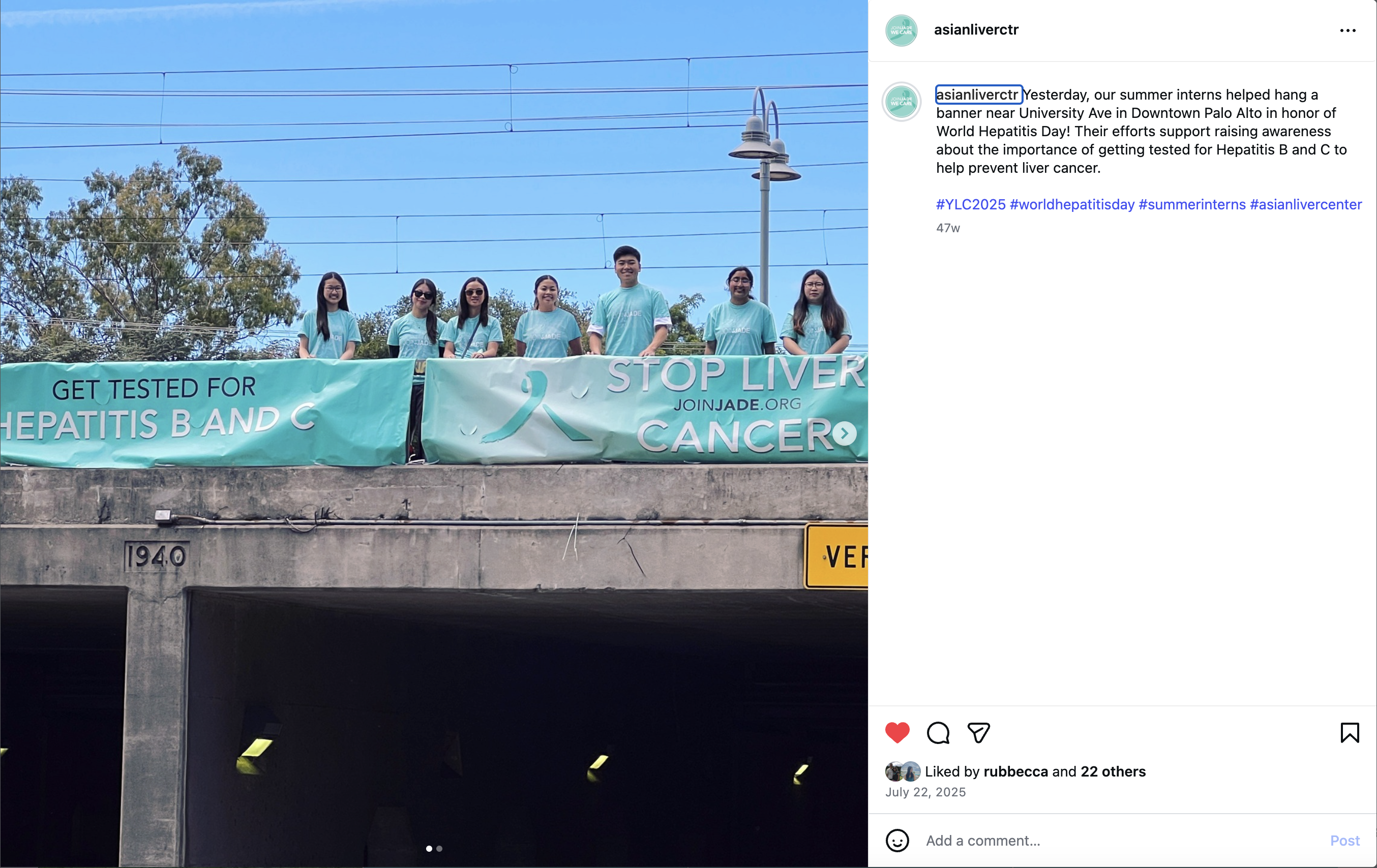 Asian Liver Center banner Instagram post