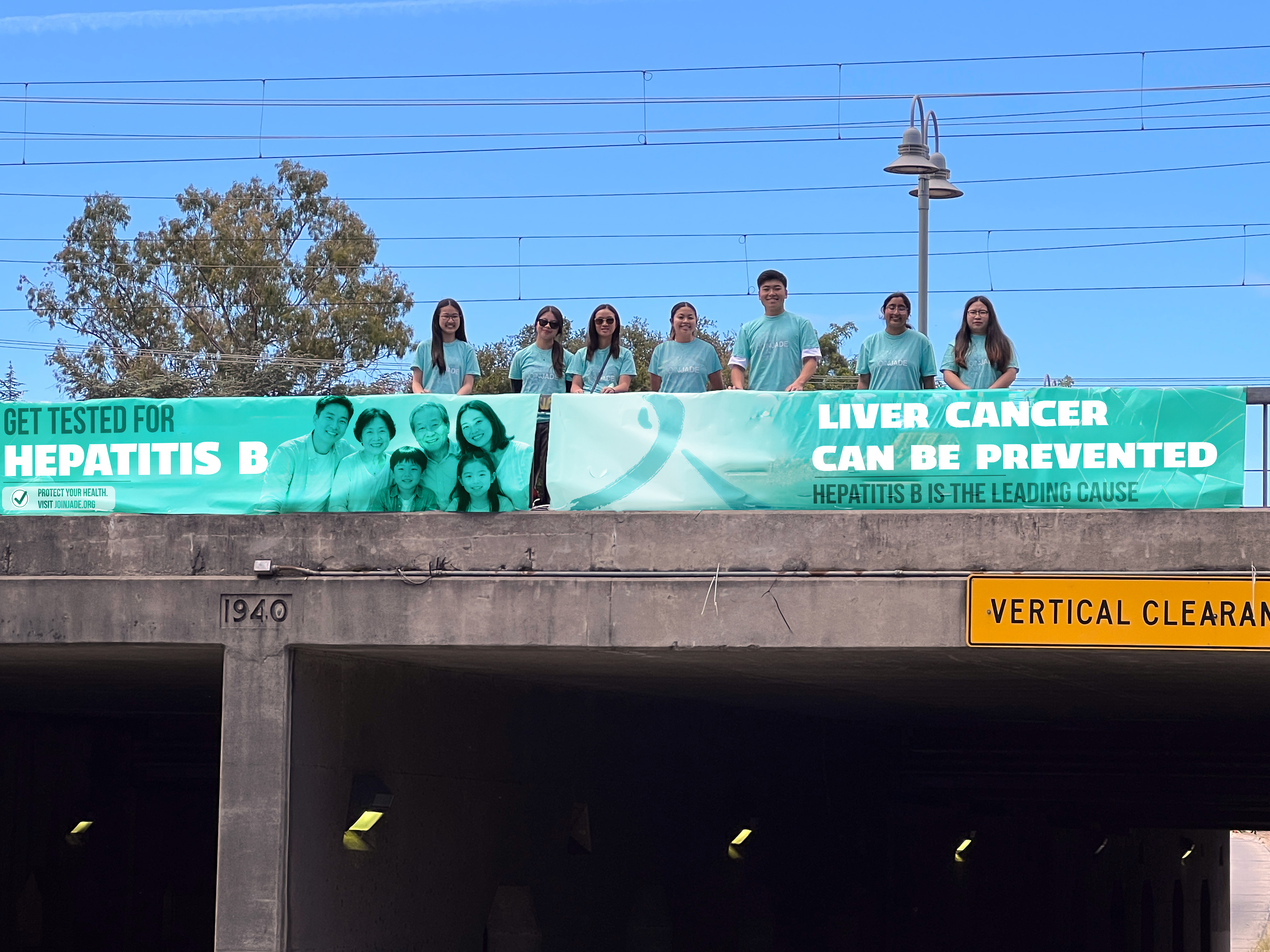 Asian Liver Center annual banner hanging in public space
