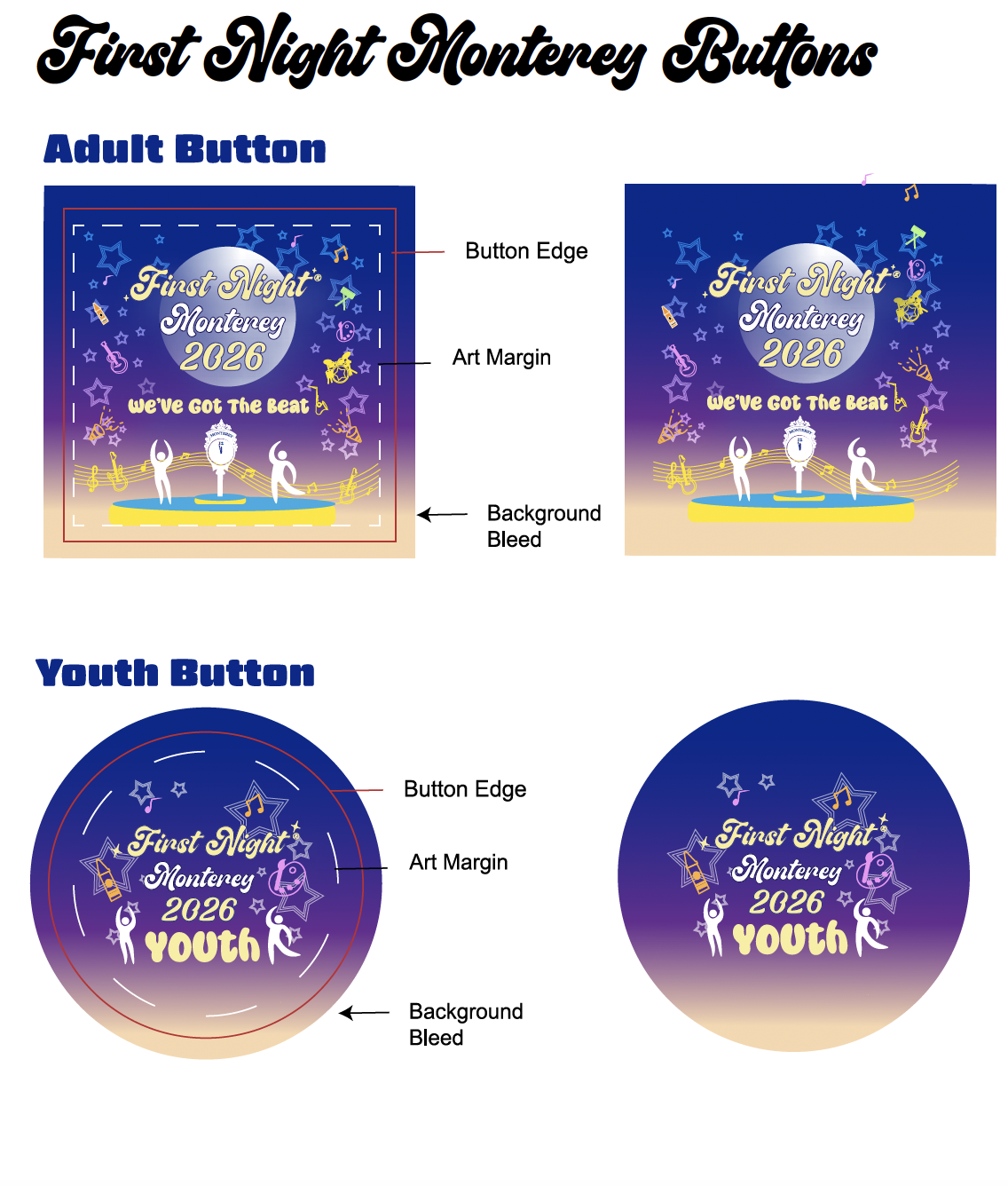 First Night Monterey button concepts