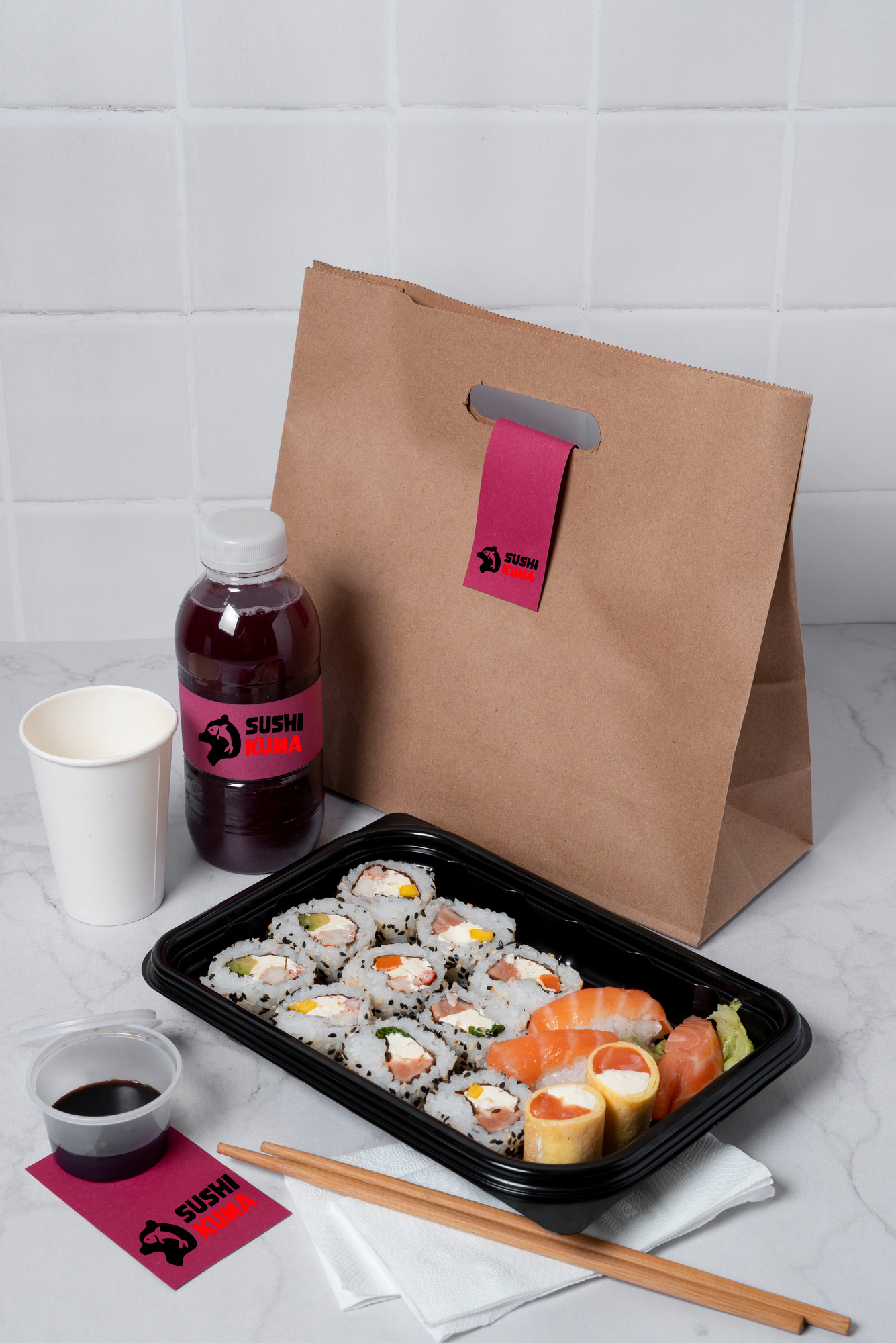 Sushi Kuma food packaging mockup
