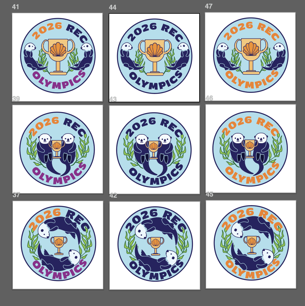 Recreation Olympics sticker design iterations