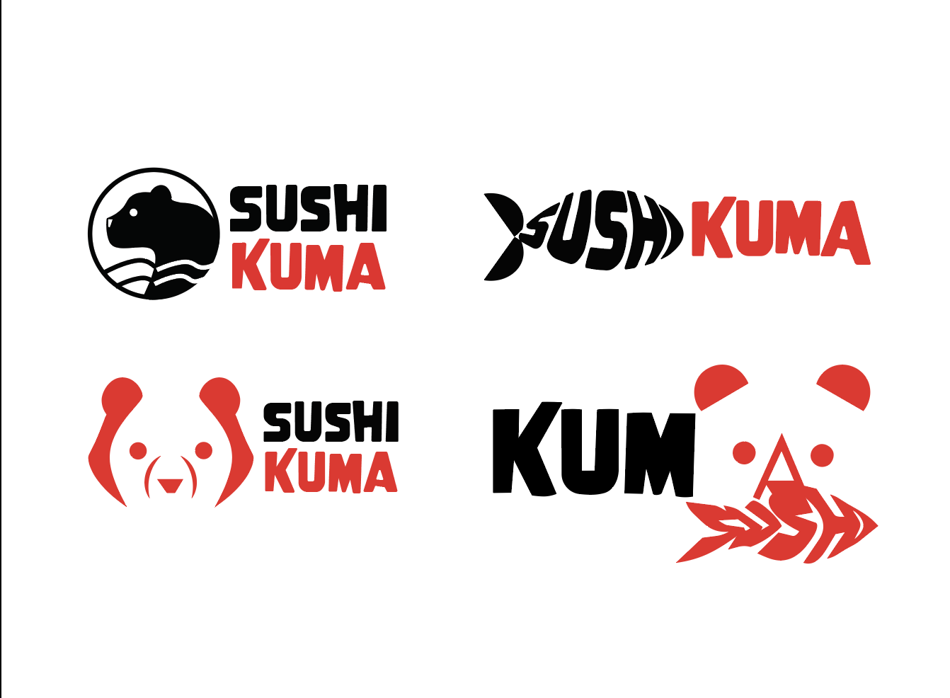Sushi Kuma logo iterations