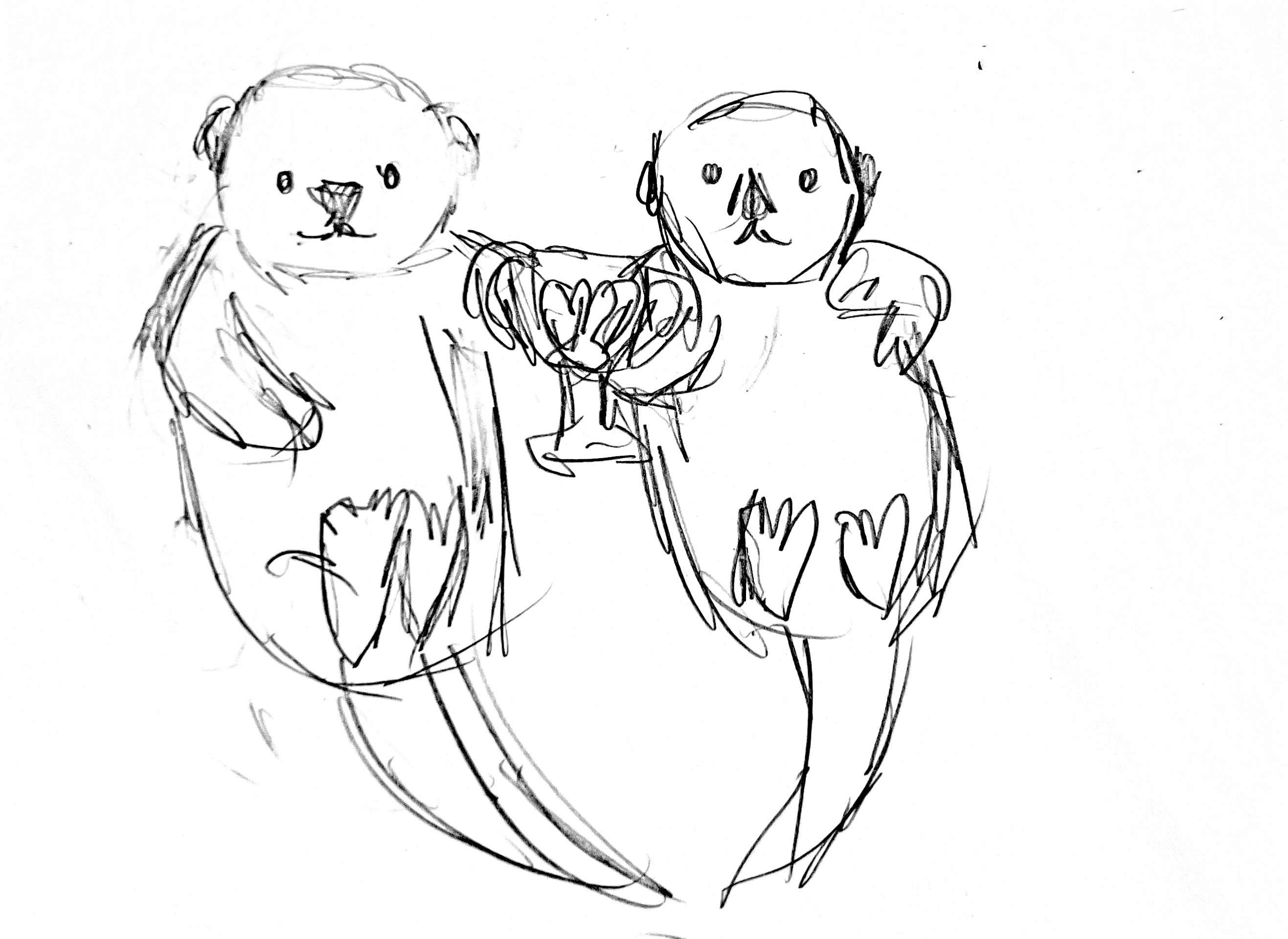 Recreation Olympics otter sticker sketch
