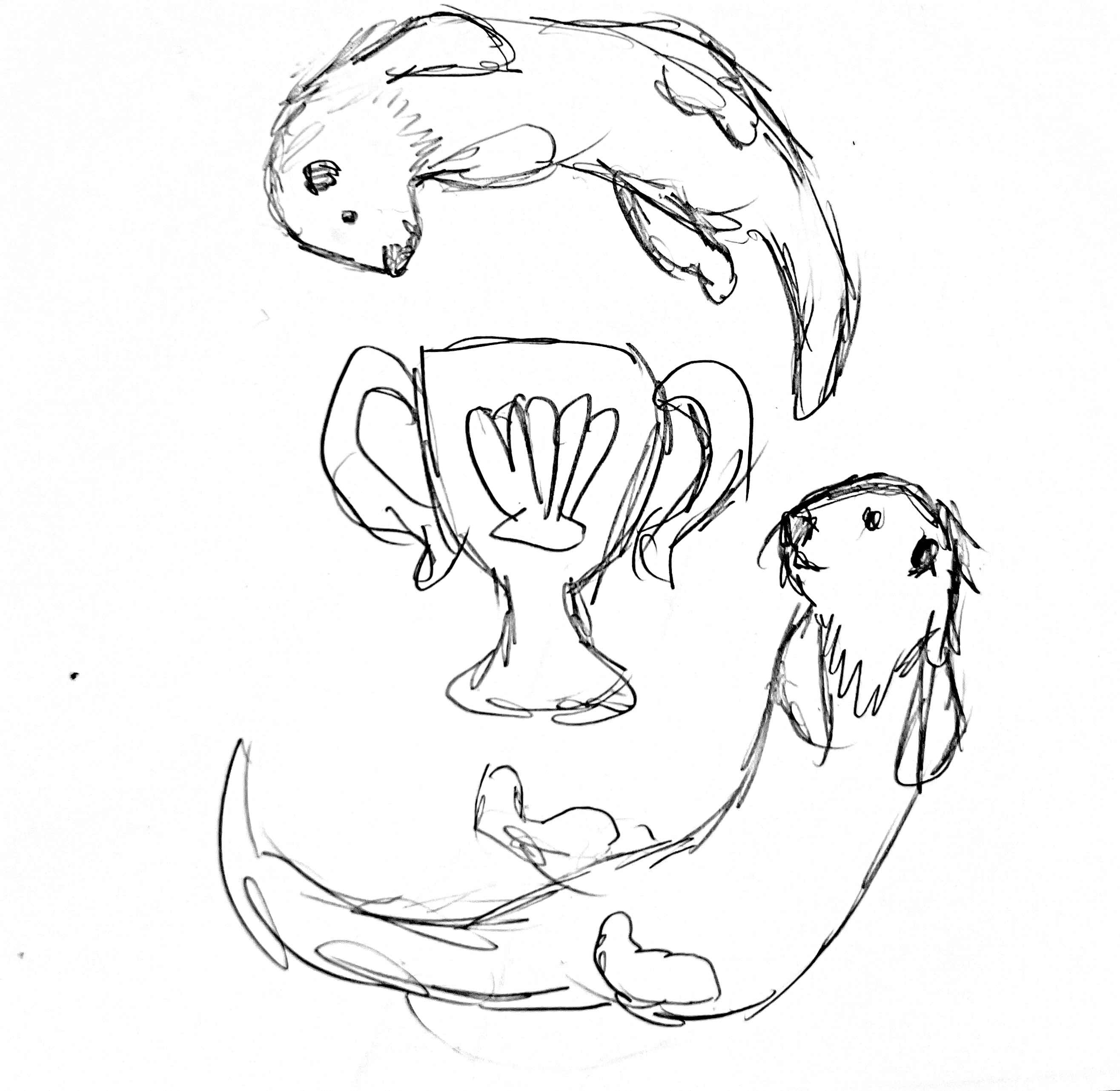 Recreation Olympics sticker sketch with trophy
