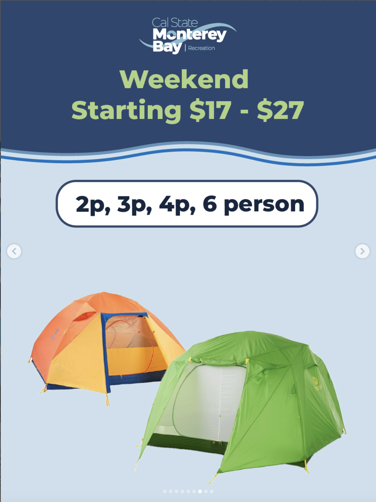 Tent pricing